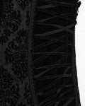 Punk Rave Mens Long Regency Gothic Flocked Velvet Damask Waistcoat Vest Black