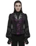 Punk Rave Mens Dark Gothic Skull Jacquard Waistcoat Vest Top Purple & Black