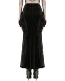 Punk Rave Womens Long Victorian Gothic Velvet & Lace Maxi Skirt
