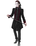 Devil Fashion Mens Gothic Aristocrat Paisley Velvet Coat - Black & Red