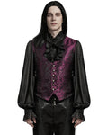 Punk Rave Mens Gothic Aristocrat Formal Jacquard Waistcoat Vest - Red