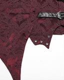 Punk Rave Mens Dark Victorian Gothic Damask Jacquard Waistcoat Vest - Red