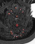 Devil Fashion Mens Beaded & Feathered Gothic Top Hat