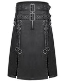 Devil Fashion Mens Dark Gothic Punk Chains Faux Leather Split Kilt Skirt