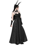 Dark In Love Gothic Butterfly Jacquard & Lace Rose Maxi Wedding Dress