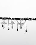 Punk Rave Womens Gothic Crucifix Choker Necklace - Black