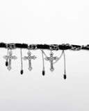 Punk Rave Womens Gothic Crucifix Choker Necklace - Black