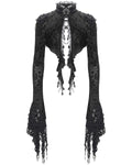 Eva Lady Womens Gothic Split Tails Velvet & Mesh Bolero Shrug Top - Black