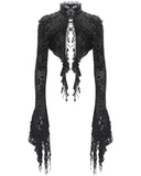 Eva Lady Womens Gothic Split Tails Velvet & Mesh Bolero Shrug Top - Black