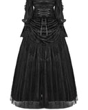 Eva Lady Womens Long Gothic Rose Velvet & Lace Embellished Maxi Skirt - Black