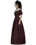 Punk Rave Womens Long Gothic Jacquard Ballgown Wedding Dress - Black & Red