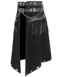 Devil Fashion Mens Apocalyptic Punk Chain & Fringe Half Skirt Kilt