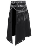 Devil Fashion Mens Apocalyptic Gothic Punk Fringed Chains Tassle Half Skirt Kilt