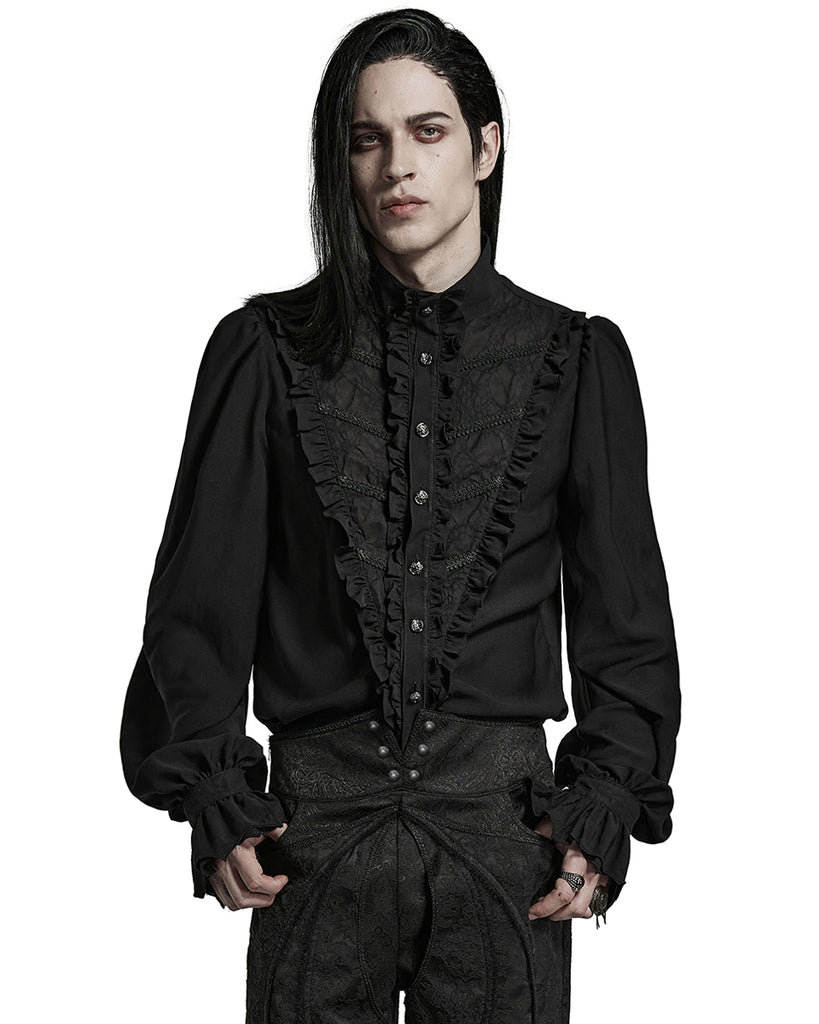 Punk Rave Mens Gothic Regency Chiffon Ruffle Dress Shirt – Violent Delights