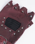 Devil Fashion Mens Dark Punk Spiked Mesh Armwarmer Gloves - Red