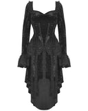 Dark In Love Victorian Gothic Dovetail Velvet & Lace Hi-Low Dress