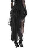 Dark In Love Womens Gothic Ruffled & Shredded Lace Hi-Low Skirt