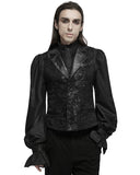 Punk Rave Mens Dark Gothic Skull Jacquard Waistcoat Vest Top - Black