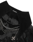 Devil Fashion Mens Gothic Aristocrat Chained & Feathered Shoulder Cape Cloak