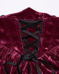 Punk Rave Daily Life Womens Long Gothic Velvet Applique Maxi Skirt - Red