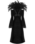 Eva Lady Long Gothic Cutaway Tailcoat Jacket With Feathered Collar