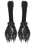 Devil Fashion Womens Long Gothic Velvet & Lace Rose Embellished Opera Gloves