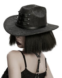 Punk Rave Unisex Distressed Faux Leather Strapping Fedora Hat