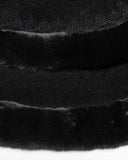 Punk Rave Daily Life Womens Plush & Faux Fur Hooded Winter Cloak - Black
