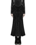 Punk Rave Daily Life Womens Long Gothic Velvet Applique Maxi Skirt - Black
