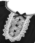 Dark In Love Gothic Punk Skull Lace Mini Dress - Black & White