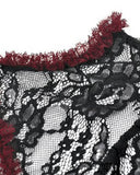 Dark In Love Womens Elegant Gothic Lace Bolero Shrug - Black & Red