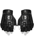 Punk Rave Mens Apocalyptic Punk Tactical Armour Spiked Fingerless Gloves