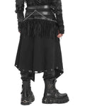 Devil Fashion Mens Apocalyptic Gothic Punk Fringed Chains Tassle Half Skirt Kilt