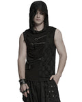 Punk Rave Mens Apocalyptic Gothic Spliced & Shredded Hooded Tank Top Vest