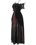 Eva Lady Dark Devore Gothic Velvet & Lace Wedding Dress - Black & Red