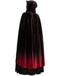 Punk Rave Womens Gothic Gradient Velvet Cloak - Black & Red