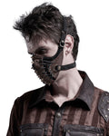 Punk Rave Steampunk Studded Face Cover Mask - Black & Brown