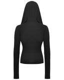 Dark In Love Womens Dark Punk Twisted Laster Cut Hooded Top