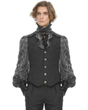 Devil Fashion Mens Tennyson Striped Gothic Waistcoat - Black