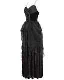Eva Lady Womens Long Gothic Crucifix Prom Wedding Dress - Black & Red