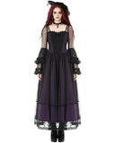 Dark In Love Womens Long Gothic Layered Maxi Dress - Purple & Black
