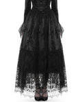 Dark In Love Womens Baroque Gothic Flocked Damask Mesh Maxi Skirt