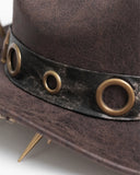Devil Fashion Mens Apocalyptic Steampunk Bullet Fedora Hat - Brown