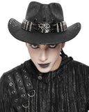 Devil Fashion Mens Post Apocalyptic Gothic Bullet Fedora Hat - Black