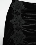 Punk Rave Womens Gorgeous Gothic Ruched Velvet & Lace Long Fishtail Skirt