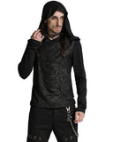 Punk Rave Mens Apocalyptic Punk Broken Knit Patchwork Hooded Top