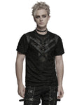 Punk Rave Mens Apocalyptic Gothic Shredded Fishnet Inset T Shirt Top