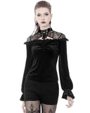 Dark In Love Fateless Gothic Velvet & Lace Top