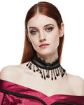 Punk Rave Womens Beaded Lace Gothic Choker Collar