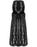 Dark In Love Womens Long Victorian Gothic Ruffled Velvet & Lace Maxi Skirt